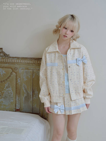 Powder Floral Classic Jacket / Skirt