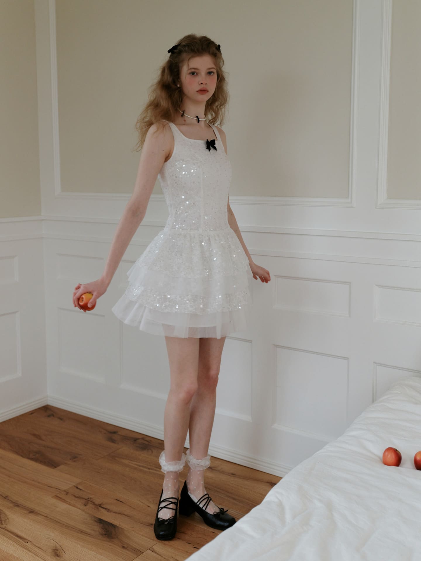 Elegant Sequin Tulle Tiered Mini Dress