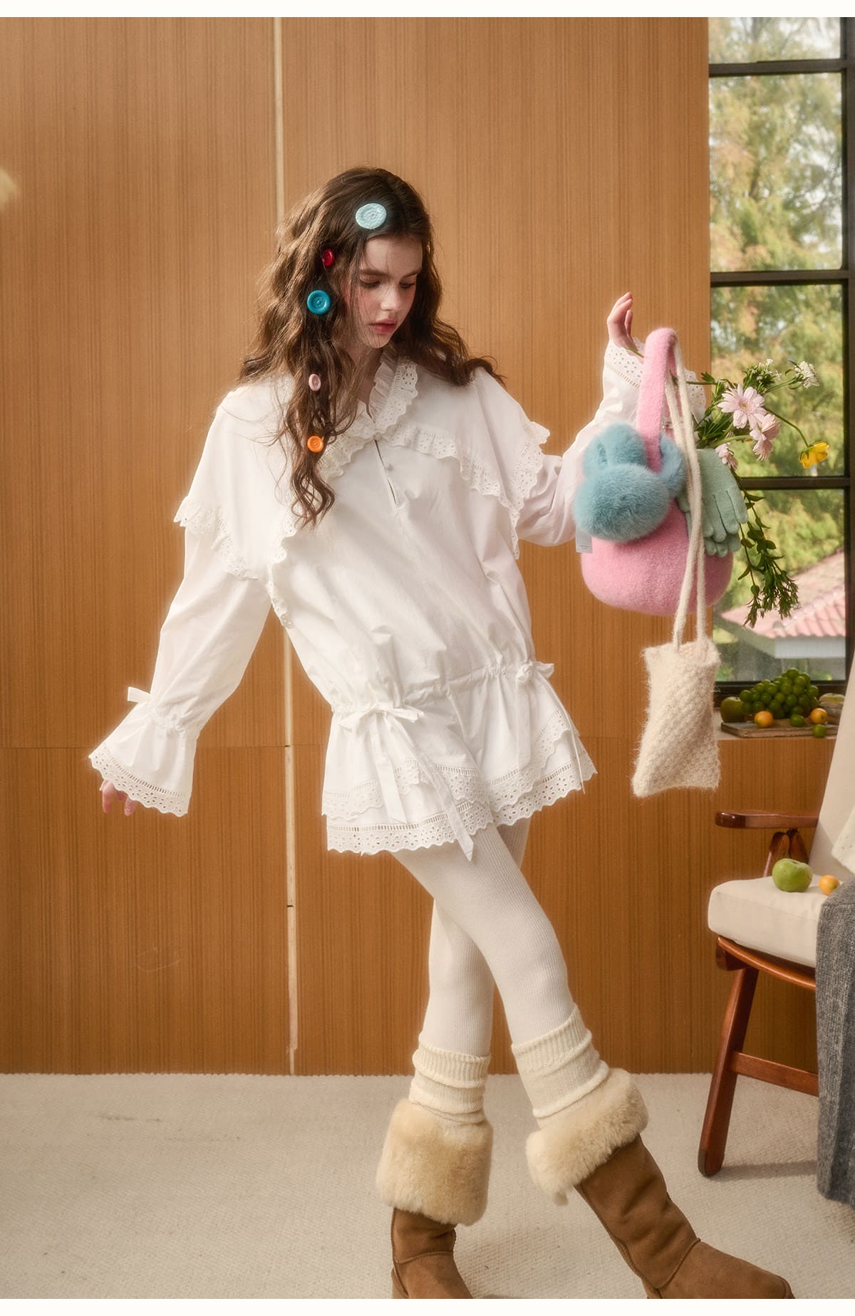 Classic Lace Collar Peplum Dress