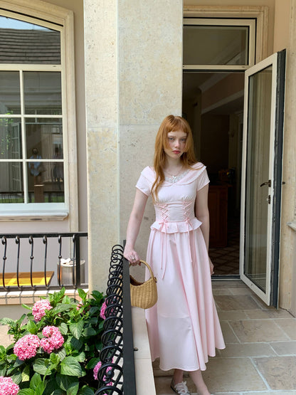Laceup Sailor Pink Long Dress