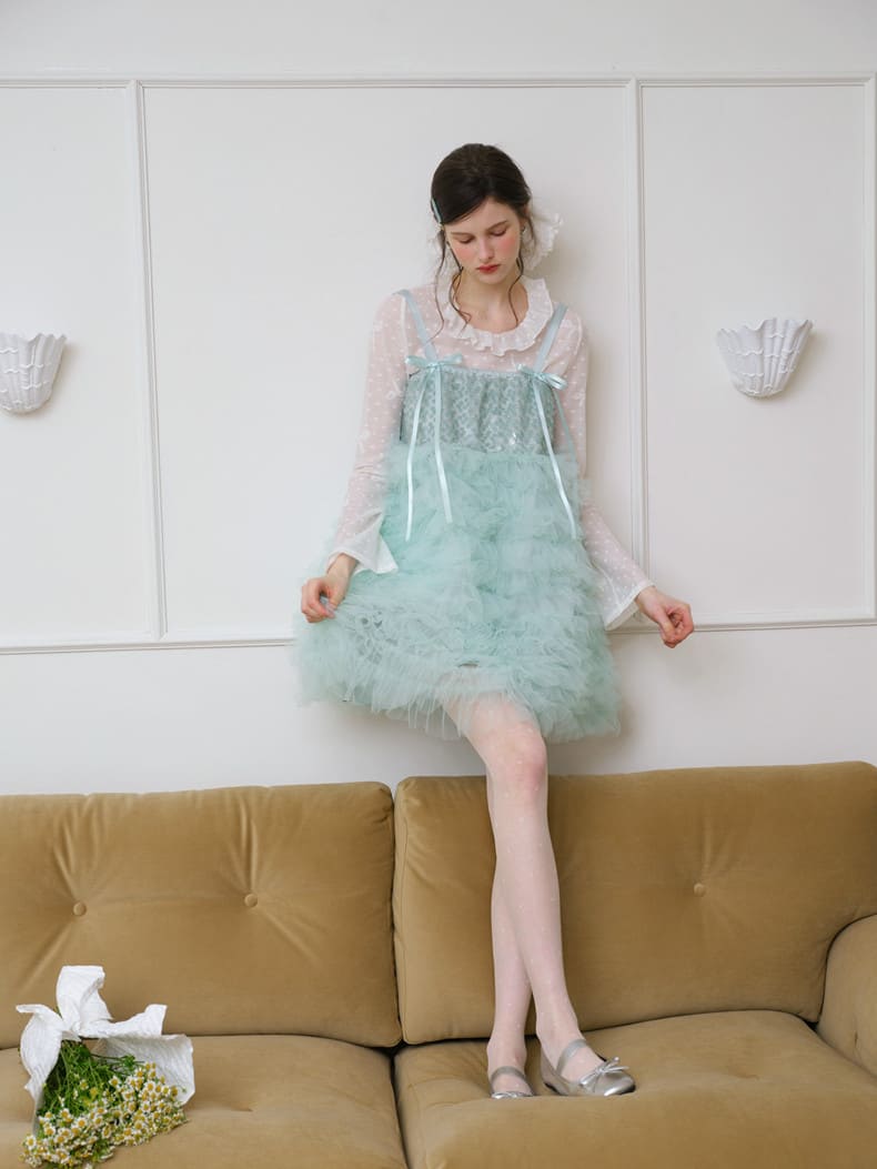Elegant Sequin Tulle Camisole Dress