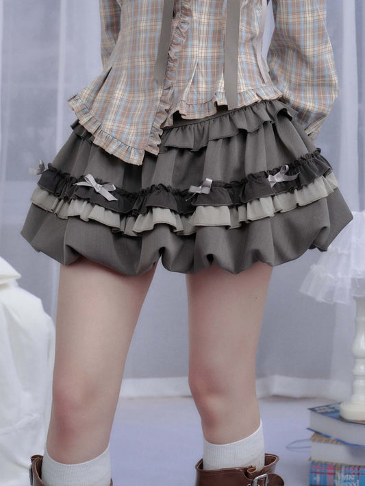 Layered Ribbon Frill Mini Skirt