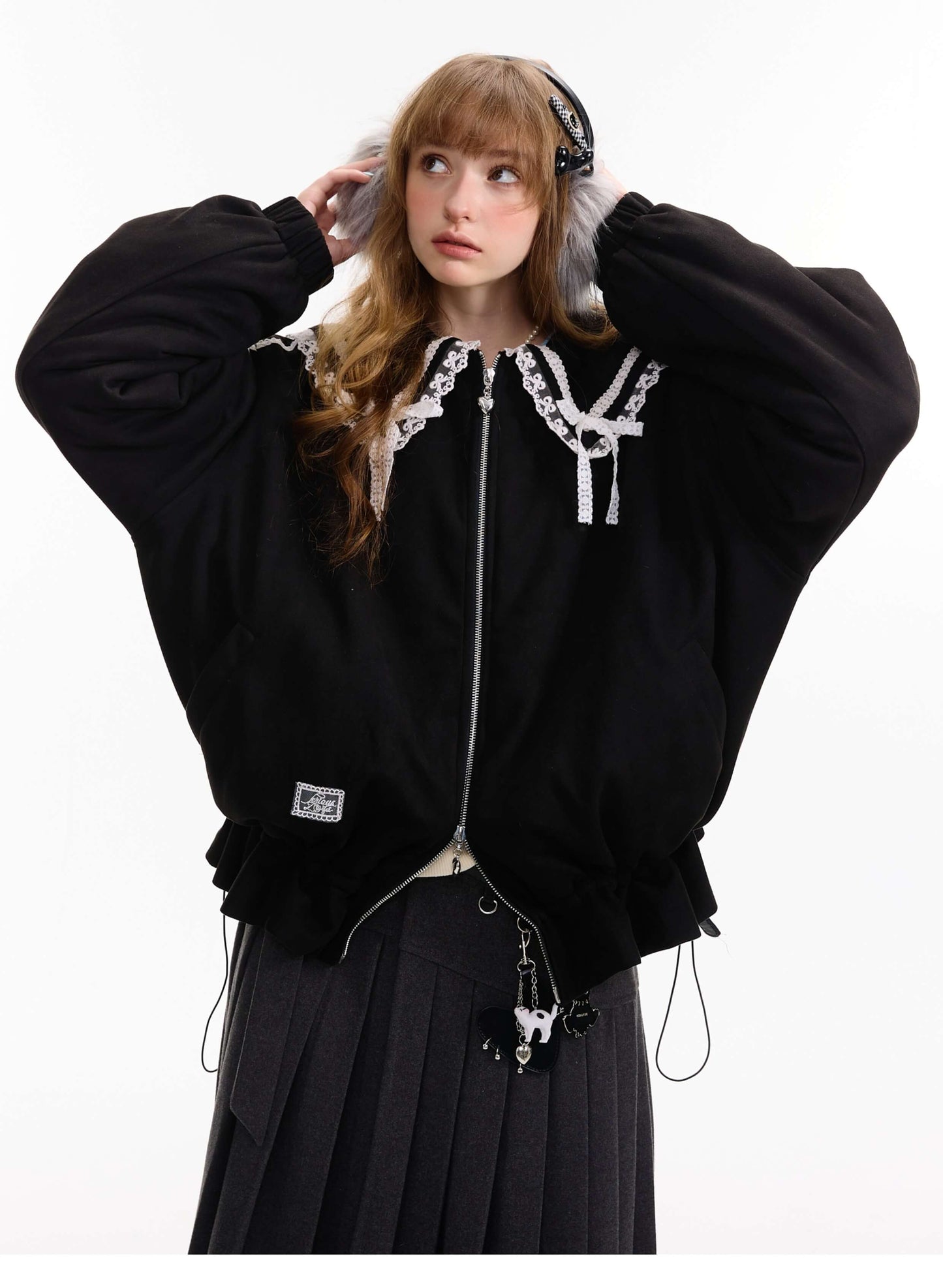 Lace Sailor Ribbon Flare Blouson