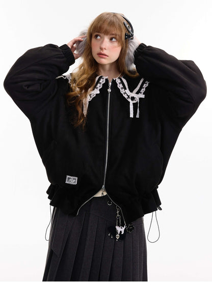 Lace Sailor Ribbon Flare Blouson