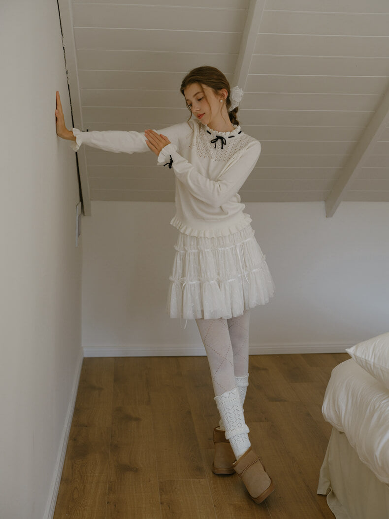 Dreamy Sheer Ribbon Mini Skirt