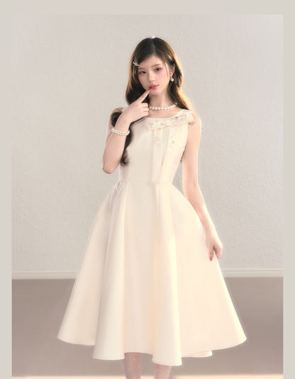 Elegant Jewel Ribbon Flare Dress