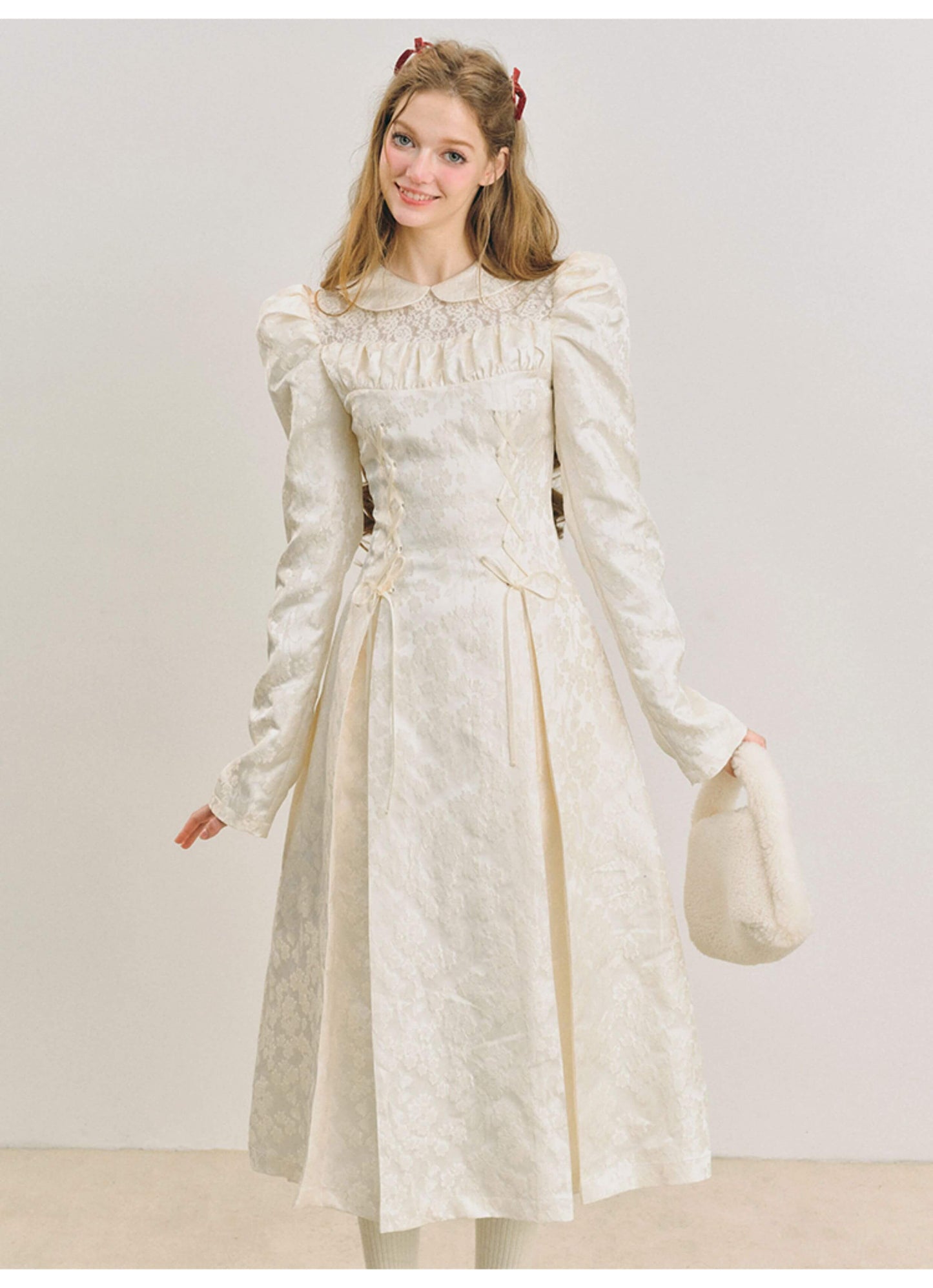 Elegant Lace Yoke Corseted Dress