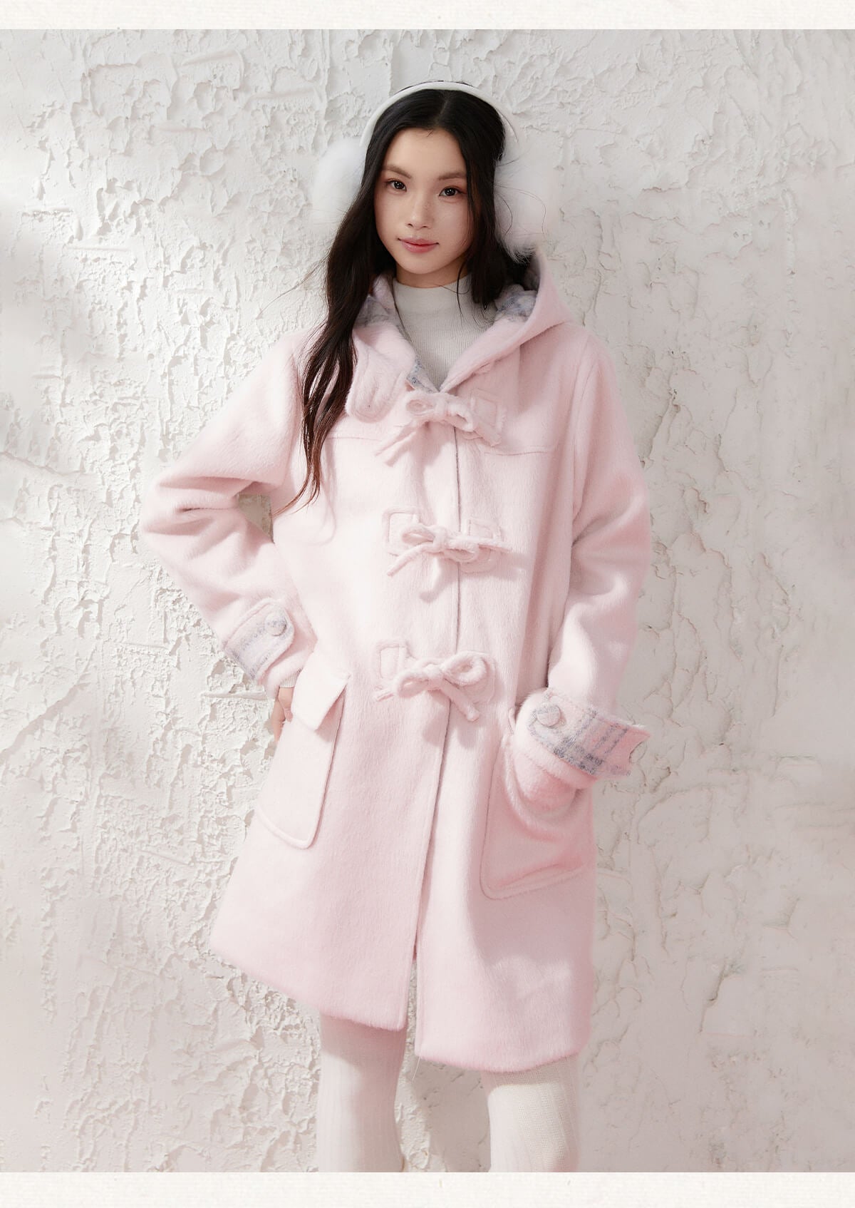 Cozy Plaid-Lined Duffle Coat