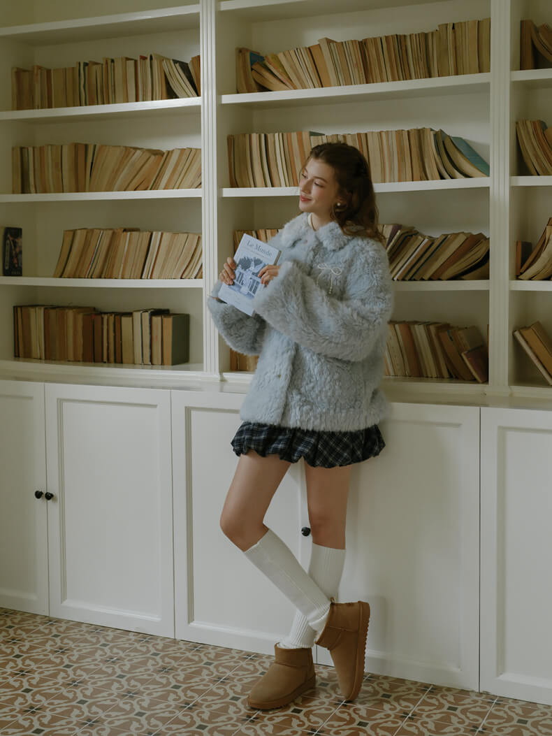 Ribbon Pastel Faux Fur Coat