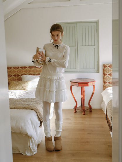 Dreamy Sheer Ribbon Mini Skirt