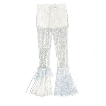 Dreamy Lace Ribbon Flare Pants（全2色）