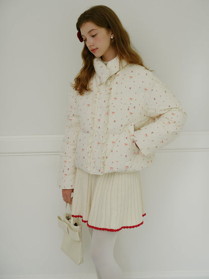 Ribbon Charm Puffy Short Coat