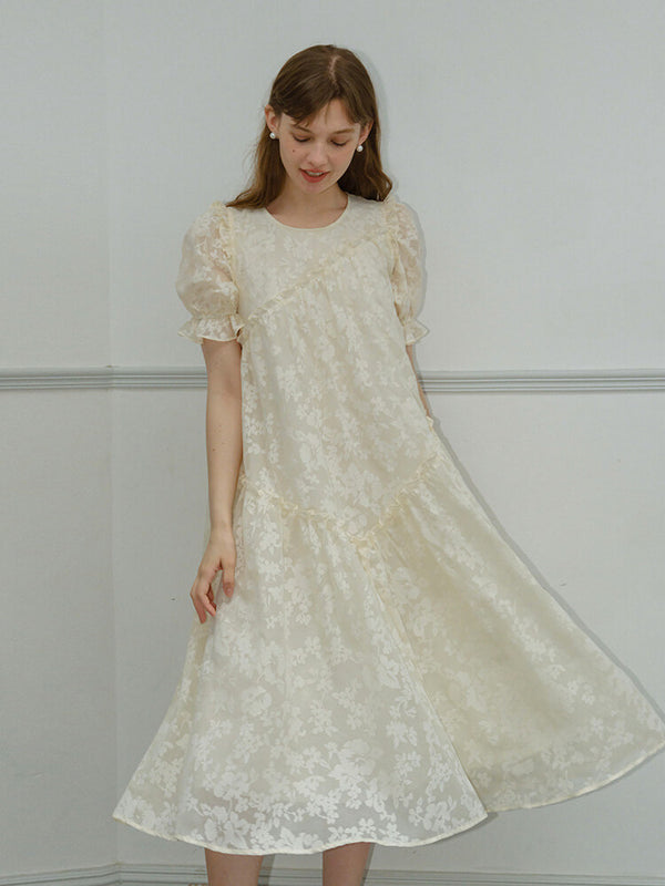 Milky White Floral Airy Dress