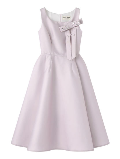 Elegant Jewel Ribbon Flare Dress