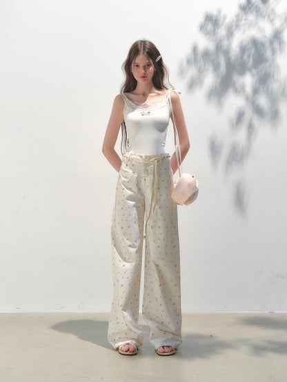 Rosy Lace Flower Coast Pants