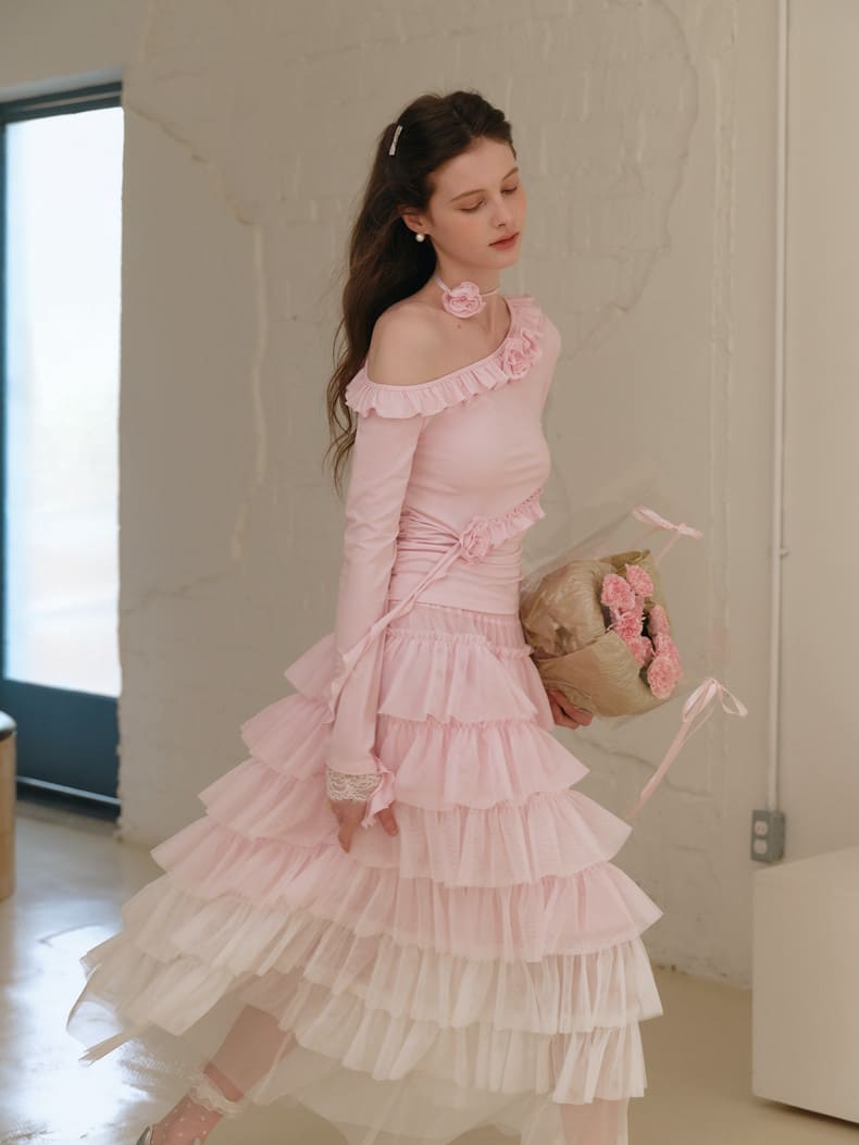 Dreamy Rose Gradient Maxi Skirt