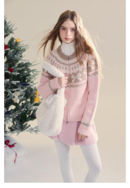 Winter Bloom Ribbon Print Knit