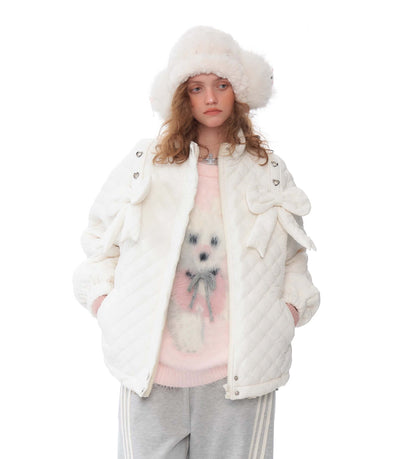 Charm Ribbon Quilted Puffer Jacket