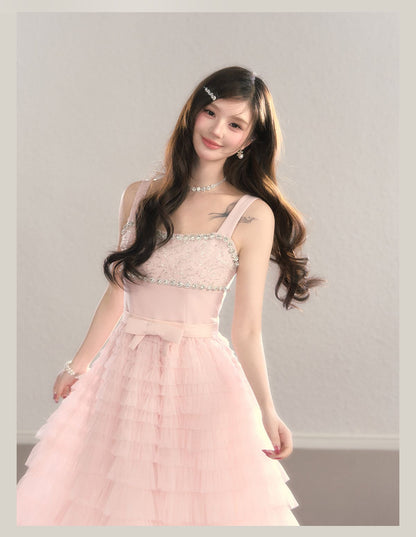 Crystal Lace Tiered Tulle Princess Dress