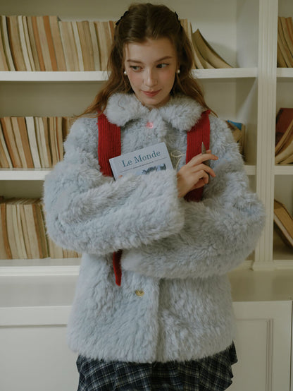 Ribbon Pastel Faux Fur Coat