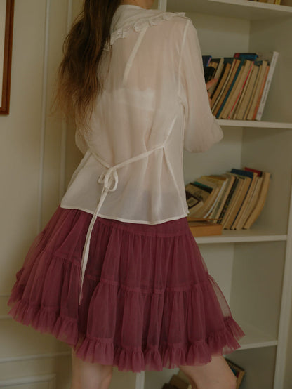 Deep Color Tiered Mini Skirt