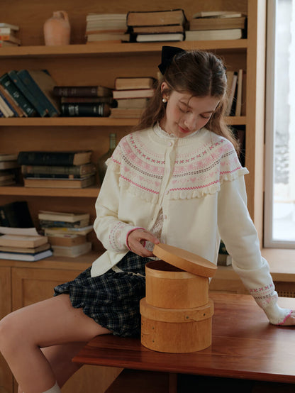 Snowy Charm Ribbon-Edge Knit