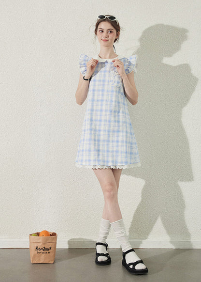 Baby Blue Gingham Ruffle Dress