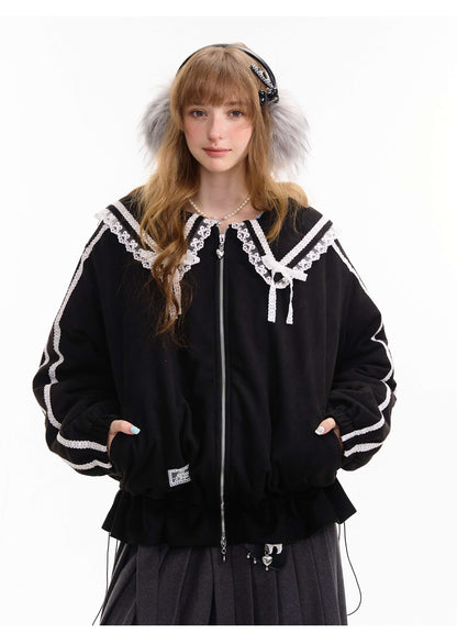 Lace Sailor Ribbon Flare Blouson