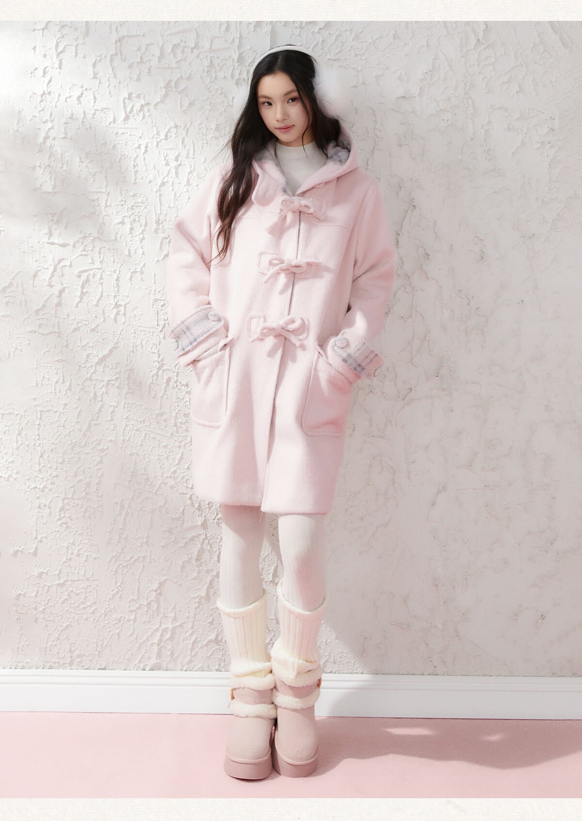 Cozy Plaid-Lined Duffle Coat