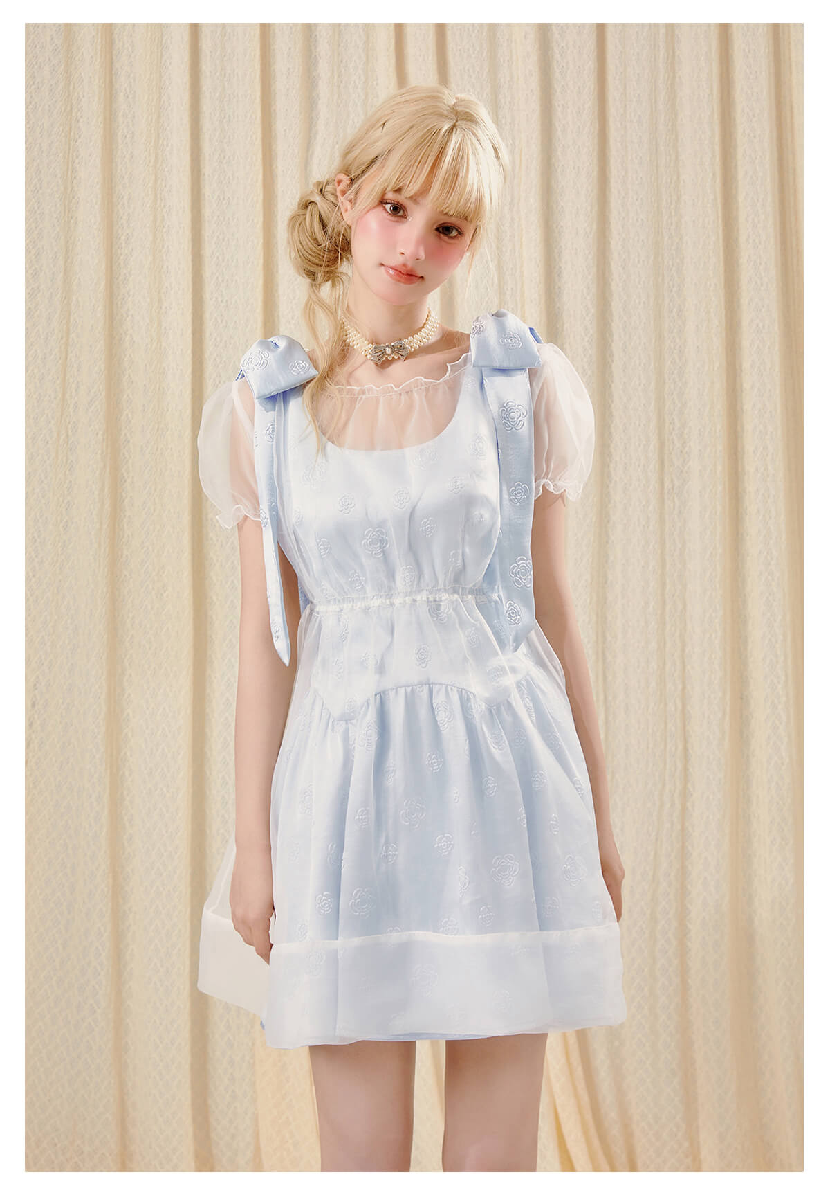 Milky Ribbon Jacquard Dress