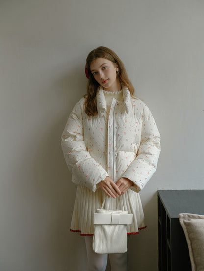 Ribbon Charm Puffy Short Coat