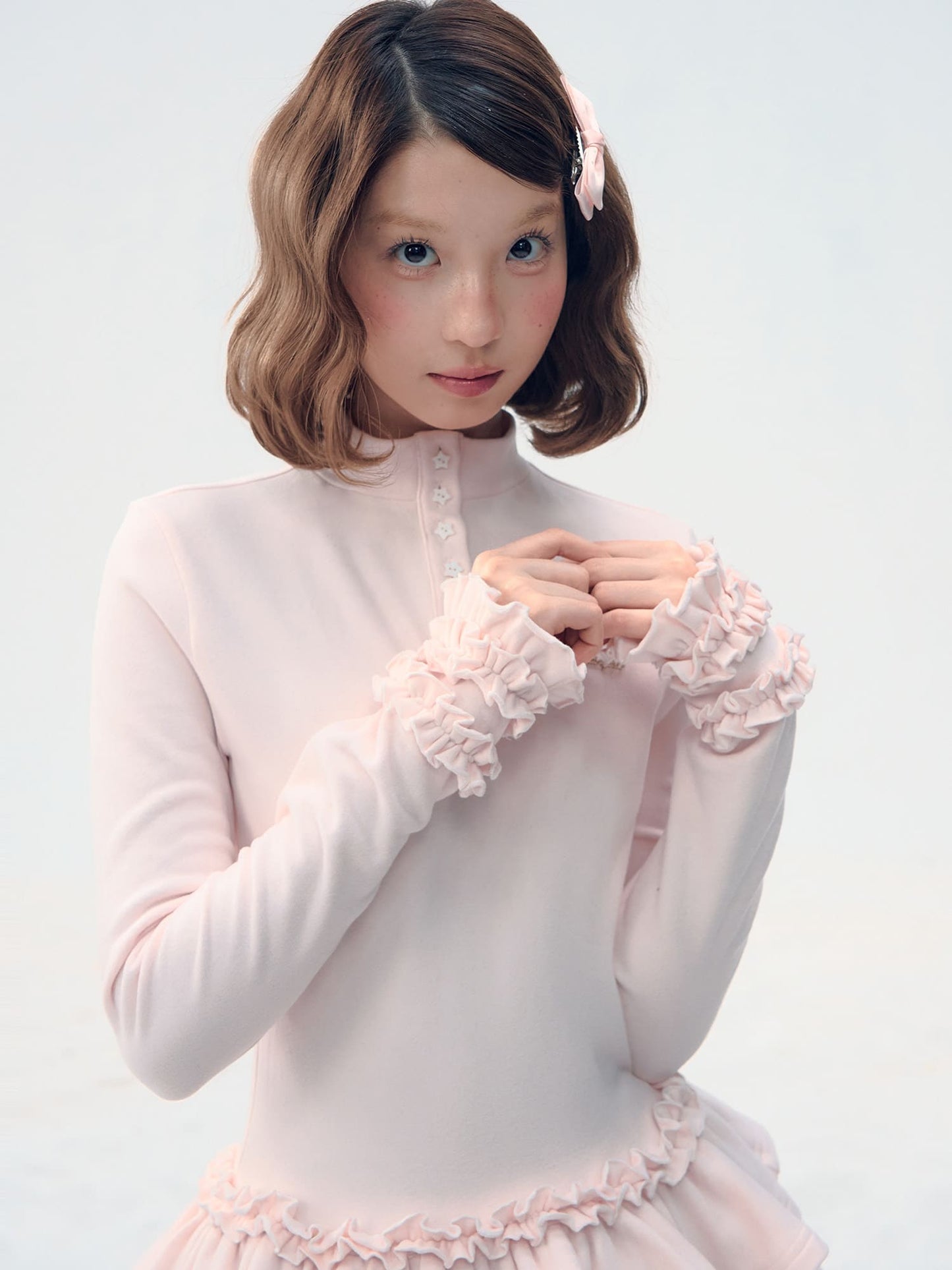 Noble Silhouette Ruffle Trim Top