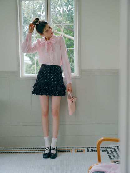 Heart Dot Frill Mini Skirt
