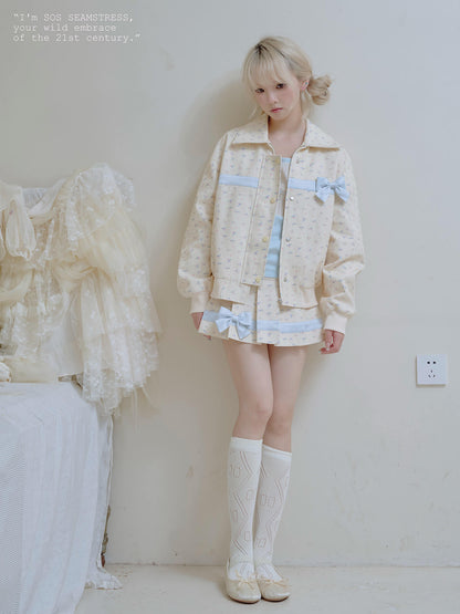 Powder Floral Classic Jacket / Skirt