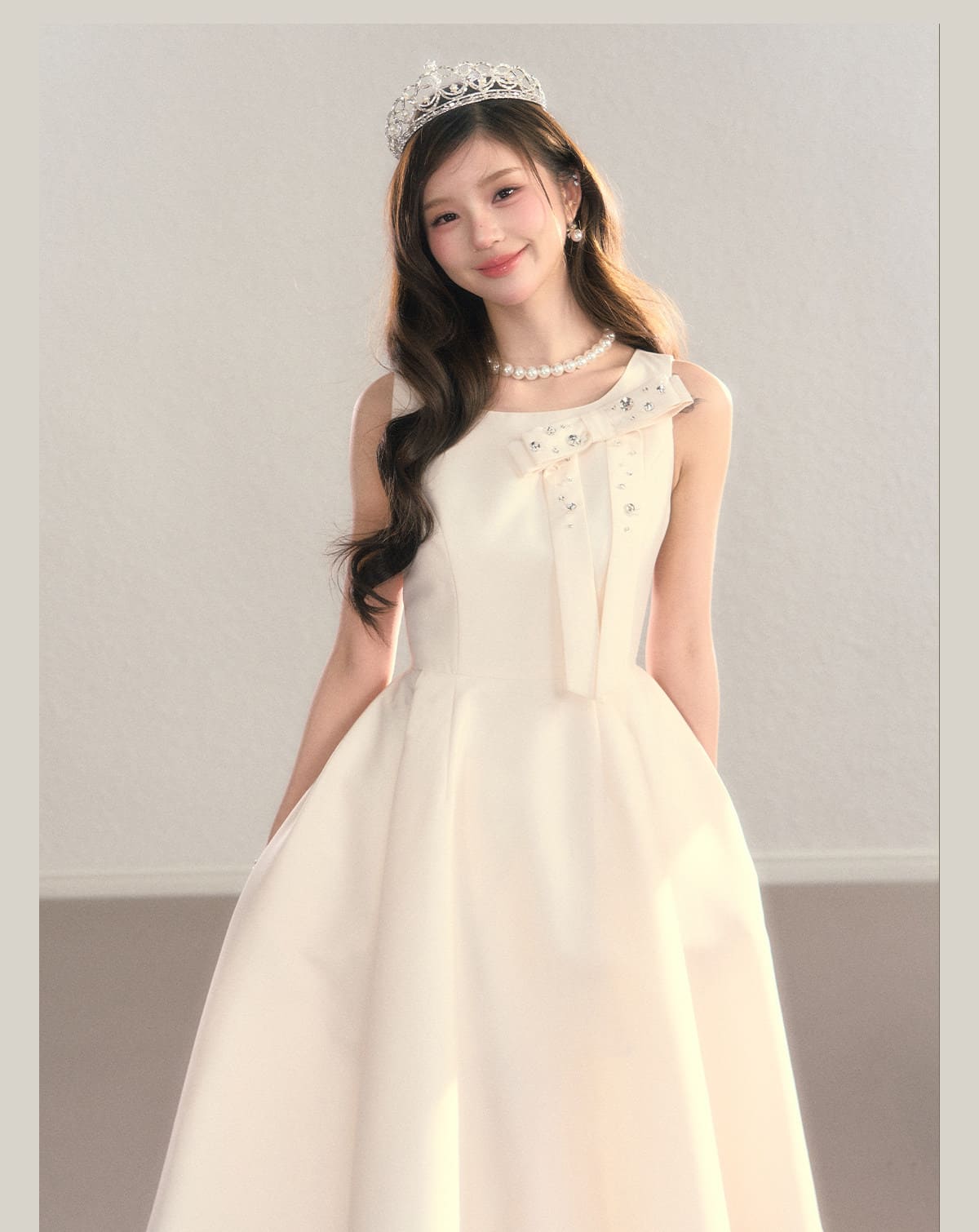 Elegant Jewel Ribbon Flare Dress