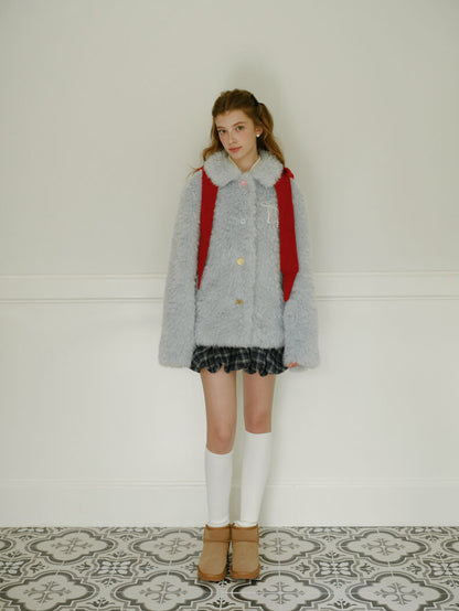 Ribbon Pastel Faux Fur Coat