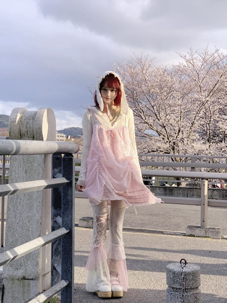 Dreamy Lace Ribbon Flare Pants（全2色）