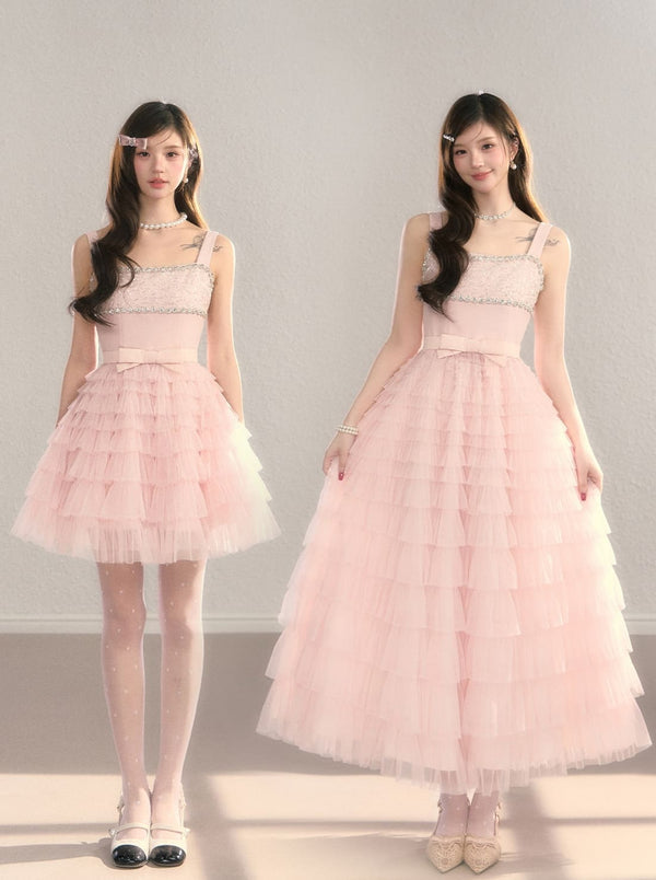 Crystal Lace Tiered Tulle Princess Dress