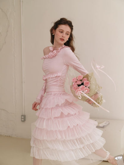 Dreamy Rose Gradient Maxi Skirt