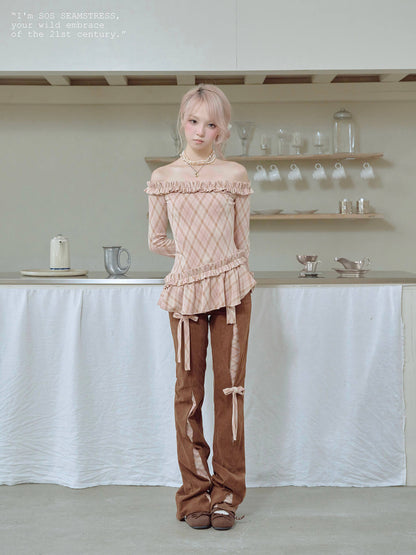 Ribbon Detail Corduroy Slim Pants