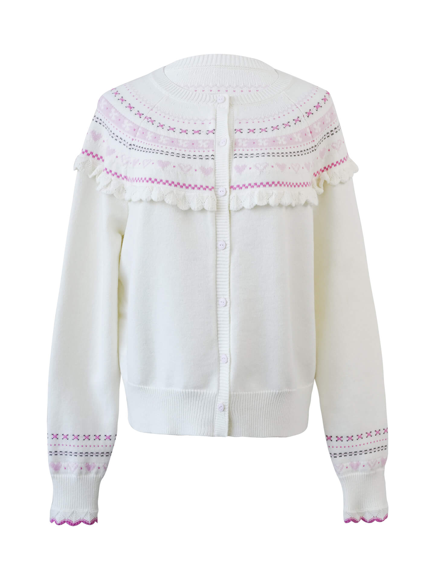 Snowy Charm Ribbon-Edge Knit