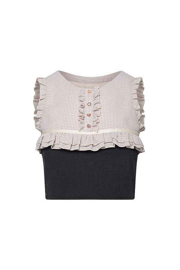 Two-Tone Check Sleeveless Top