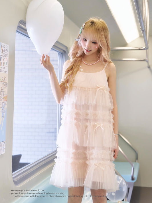 Princess Ribbon Tiered Tulle Dress
