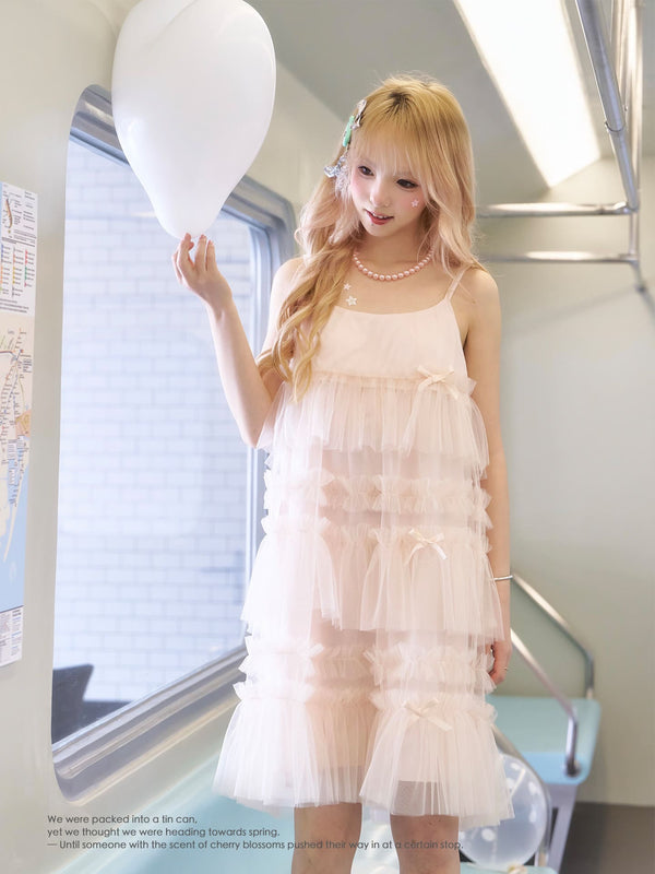 Princess Ribbon Tiered Tulle Dress