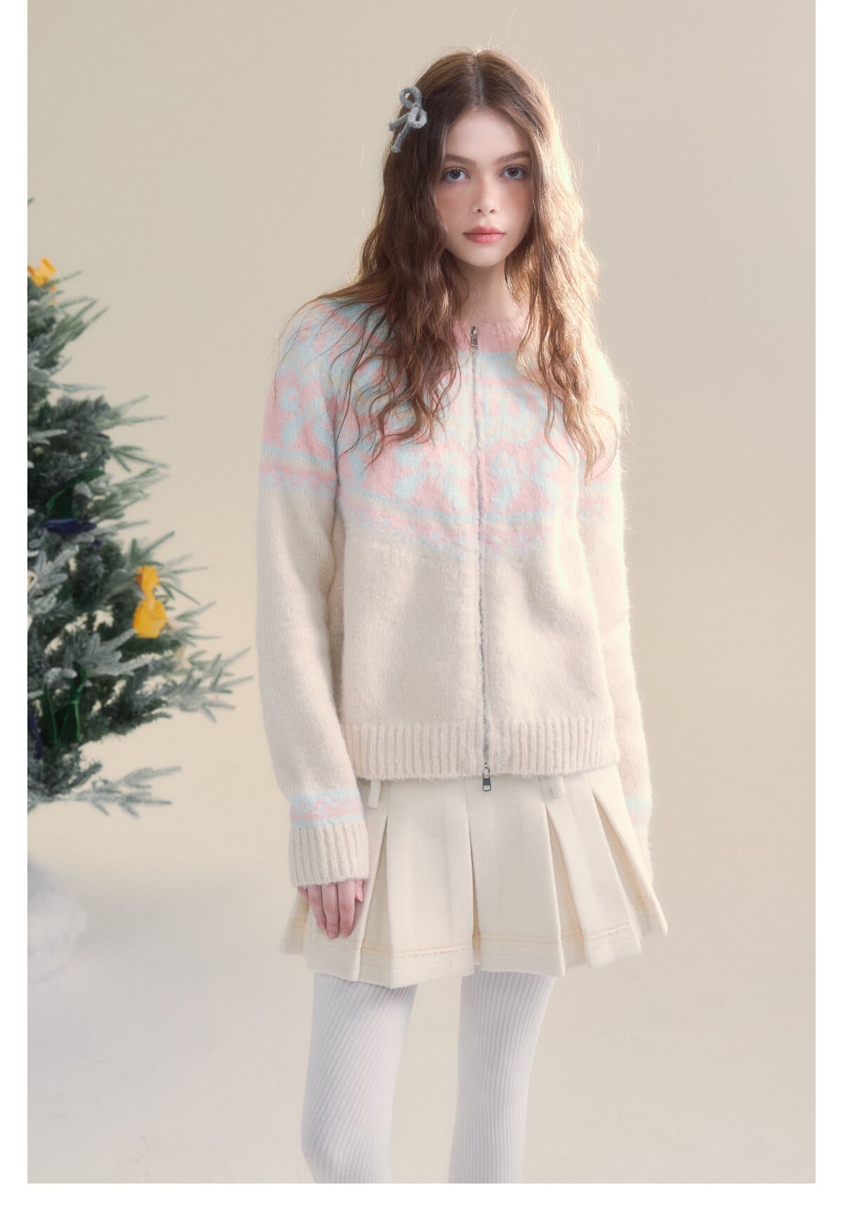 Winter Bloom Ribbon Print Knit