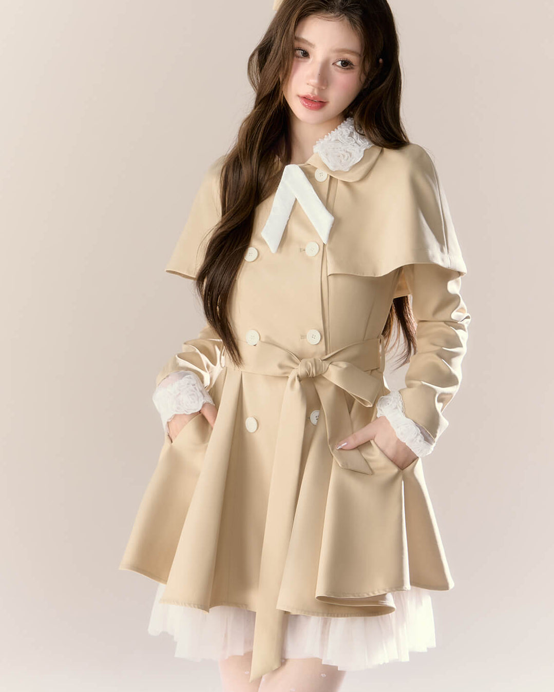 Romantic Cape Flare Dress Coat（全2色）