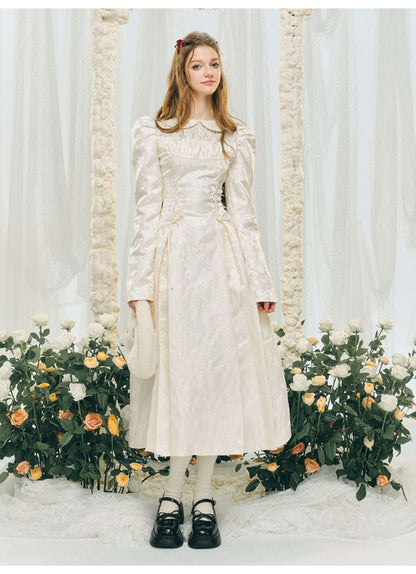 Elegant Lace Yoke Corseted Dress