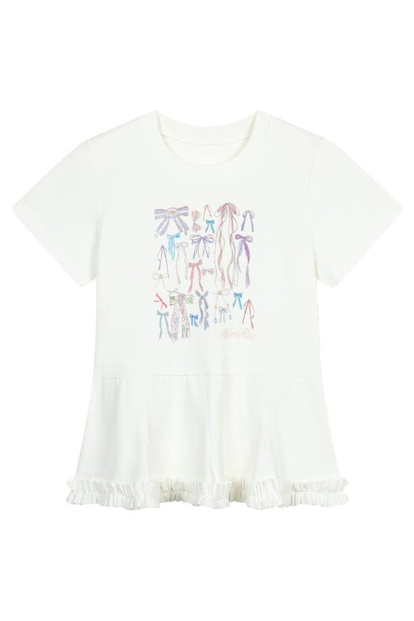 Sweet Mini Ribbon Print T-Shirt