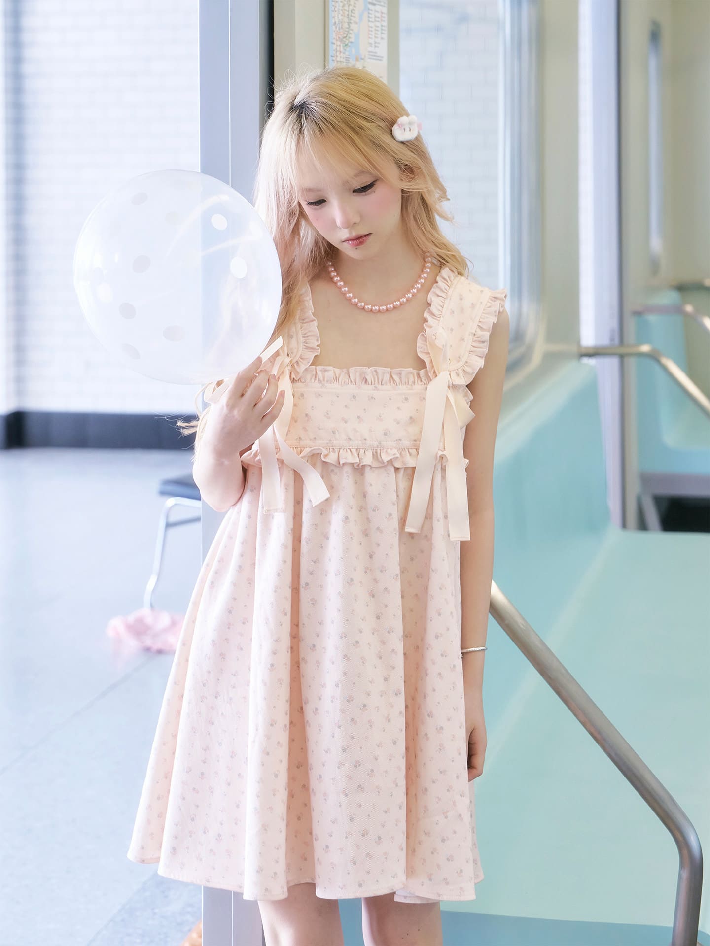 Grace Floral Ribbon Shoulder Dress