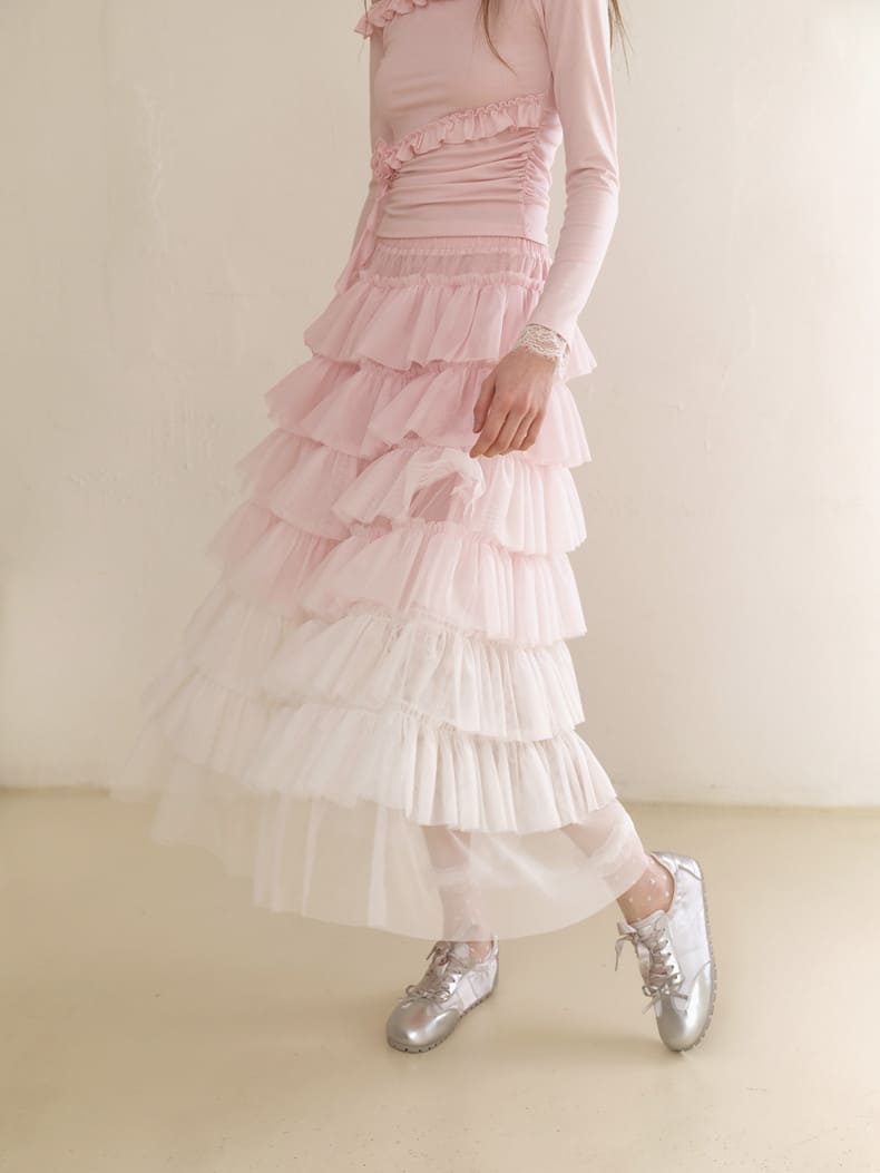 Dreamy Rose Gradient Maxi Skirt